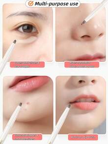 1 Cọ trang điểm chi tiết cao cấp, cán thẳng, lông siêu mỏng với hiệu ứng lấp lánh, cọ đa năng mềm mại, thân thiện với da, dùng để kẻ lông mày, tán phấn mắt và chải chuốt. - trắng - Xem 6