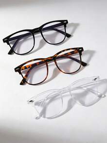 Bộ 1/2/3 chiếc kính thời trang nhẹ kiểu retro - Kính gọng đầy đủ thời trang, kính unisex tròng trong suốt, thích hợp để đọc sách/chơi game/xem TV/sử dụng điện thoại thông minh trong nhà để bảo vệ thị lực, cũng thích hợp cho kỳ nghỉ hè, bãi biển, tiệc tùng, và mặc thường ngày. - Nhiều màu - Xem 7