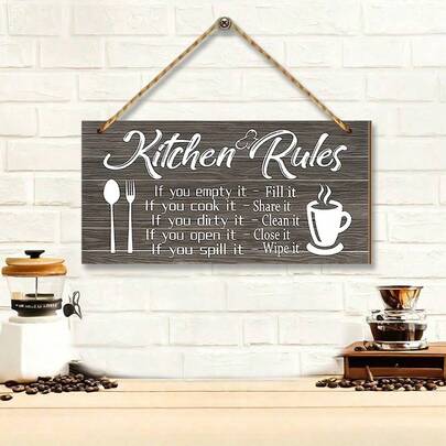 1件木制厨房装饰挂件，适用于家庭厨房的常规悬挂装饰，可用于厨房装饰、厨房和房屋前门装饰。