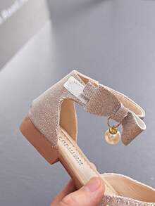 1 Pair Rhinestone & Sequin Decorated Girls' Princess Peep Toe Sandals, Children's Soft Bottom Dance Shoes With Ankle Strap - Gold - View 8