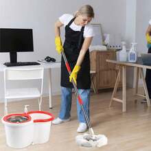 360° Rotating Spin Mop & Bucket With Wringer, Floor Cleaning System With Extended Long Handle, Equipped With Multiple Microfiber Mop Refills, Portable Household Cleaning Tool For Indoor Hard Floor Washing - 白色的 - 查看 8