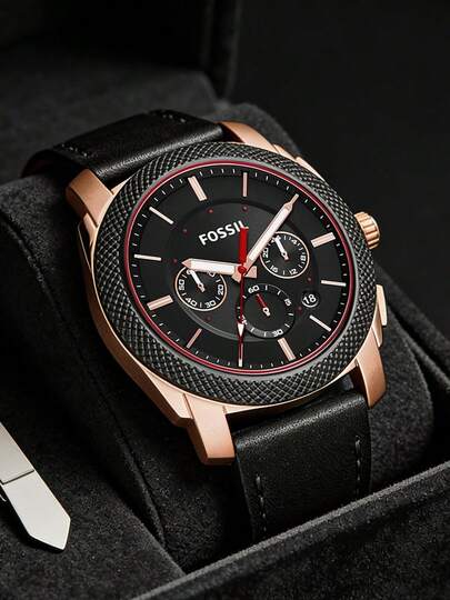Fossil Đồng hồ nam chronograph thạch anh, mặt đen, dây da đen với 3 mặt số phụ, phong cách lịch lãm nhưng vẫn tiện dụng, kiểu dáng công sở thường ngày, phù hợp để đeo hàng ngày. FS5120