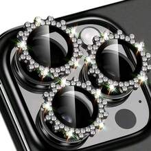 3pcs Compatible With IPhone 11-16 Pro Max Diamond Gear Lens Film, 17 Pro Max Diamond Gear Eagle Eye Lens Film - Gear Silver Lens Film - View 2