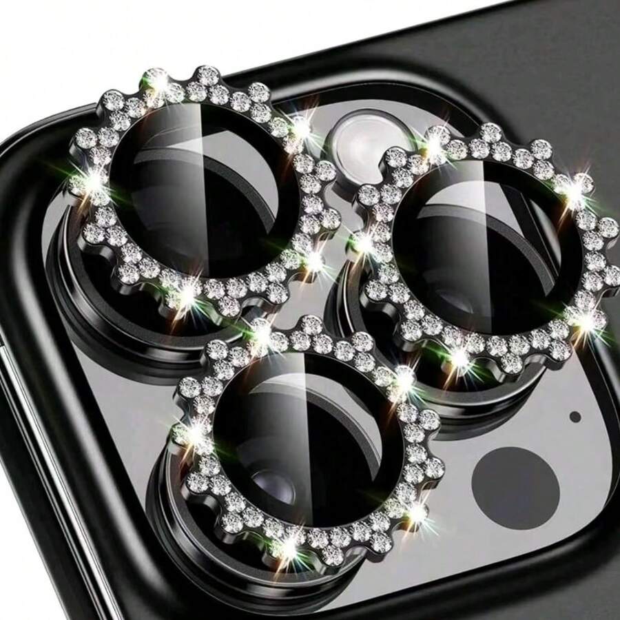3pcs Compatible With IPhone 11-16 Pro Max Diamond Gear Lens Film, 17 Pro Max Diamond Gear Eagle Eye Lens Film