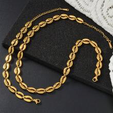 Bộ 2 món trang sức hình vỏ sò mạ vàng 18k phong cách Bohemian dành cho nữ và nam, thích hợp đeo hàng ngày, dự tiệc, mùa hè hoặc đi biển. - Vàng - Xem 1
