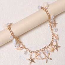 新款波西米亚贝壳链，海星、贝壳和珍珠组合，夸张的度假风DIY包包挂饰配饰，适合作为包包挂件或教师礼物 - 彩色 - 查看 6