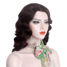 19-Inch 1920s Long Wavy Curly Wig, 1920s Flapper Style Wig For Party, Natural Synthetic Hair For Women, Suitable For Christmas, Halloween, Cosplay, Available In Brown, Ash Blonde, Black - Multicolor - View 4