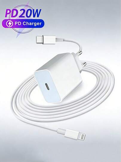 1-2 Sets PD 20W EU Plug Charger, Fast Charging Wall Charger + 3.3ft/100cm Charging Cable, High-Efficiency Data Transfer Fast Charging Cable, Compatible With IPhone 14/14 Pro/14 Pro Max/13/13 Pro/13 Pro Max/12/12Pro/12 Pro Max/11/11 Pro/11 Pro Max/XS/XR/8/7/6, Series Charger Combo