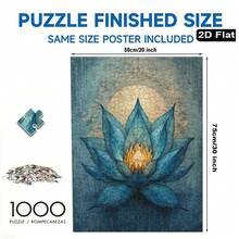 Large Wood Puzzle For - Turquoise & Golden For Lotus Flower Art With 2D Flat Pieces, Blue/Green/Brown/Beige/Burgundy/Coral/Peach/Brown Hues - Intricate Boxed Puzzle For Relaxation, Home Decor & Challenging Gift (For Lotus Flower - 500件 - 查看 8