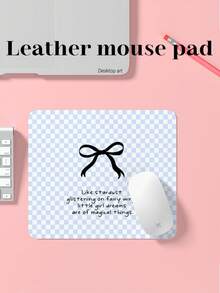 1 Miếng, Tấm lót chuột bằng da PU họa tiết nơ kẻ caro xanh dương, Thảm lót bàn laptop, Chống trượt, Có thể giặt, Chống bám bẩn, Thích hợp cho các cặp đôi/sinh viên/văn phòng/không gian học tập, Quà tặng sinh nhật, Quà tặng tốt nghiệp. - Xem 10