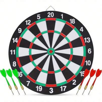 17-Inch Professional Dart Board Set With 6 Darts, Made Of Thick Durable Paper Target Material, Scratch-Resistant And Precise Scoring Zones, Suitable For Indoor Leisure, Family Gatherings, Friends Interaction, And Beginner Training, Ideal For Home And Team Building Fun