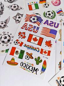 8Pcs Temporary Tattoos Cartoon Football Soccer Fans Celebrate Face Arm Makeup Fake Tattoo Stickers Waterproof And Sweatproof Temporary Tattoo Sticker - Multicolor - View 9