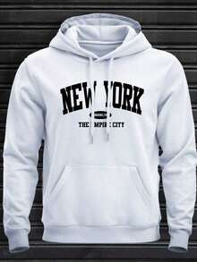 New York City Sweatshirt Launch Men's Unisex Kangaroo Hoodie Warm Jacket Winter 2026 Comfortable Sweatshirt 100% Cotton - 白色 - 查看 2