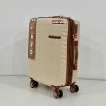 High-Quality Carry-On Suitcase, 4-Piece Double-Wheel Design, 360-Degree Rotating Wheels, 8kg Capacity. - màu be với màu nâu - Xem 1