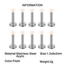 10PCS/Set Cute Flesh Color&Transparent Round Flat Acrylic Labret Studs Invisible Flat Back Lip Nose Lobe Helix Tragus Stainless Steel Internal Threaded 16G Piercing Earring Simple For Male&Female - 10 Lip Studs - View 16