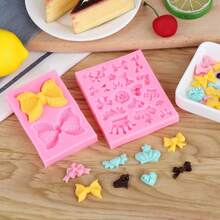 1 pièce Moule en silicone pour patch en résine, moule pour patch de barrette à cheveux avec nœud couronne, convient pour les patchs de coque de téléphone, les pendentifs de bijoux, les pendentifs de porte-clés, les loisirs créatifs DIY - Rose bonbon - Voir 4