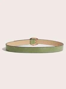 1 pieza Cinturón clásico de piel de PU con hebilla dorada para mujer, de moda para ir al trabajo, vacaciones, combinar con vestidos y pantalones, adecuado para citas, fiestas y uso diario - verde menta - Ver 3