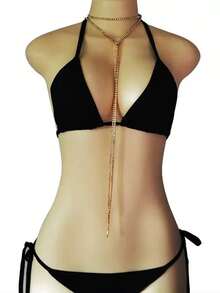 Dây chuyền pha lê lấp lánh 143cm (không có khóa càng cua, không có dây nối dài), 4 cách đeo. - Dây chuyền dài - Vàng - Xem 4