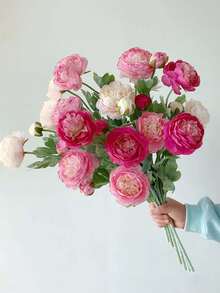1/3 Stück künstliche Pfingstrosen-Rosen Blumenstrauß mit langem Stiel, geeignet für Heim-Dekoration, Zimmer-Dekoration, Schlafzimmer-Dekoration, Hochzeitsdekoration, Hochzeitshintergrund-Dekoration, Vasen-Dekoration, Garten-Dekoration, Außen-Dekoration, Abschlussfeier-Dekoration, Muttertags-Geschenk - Verschiedenfarbig - Übersicht 8
