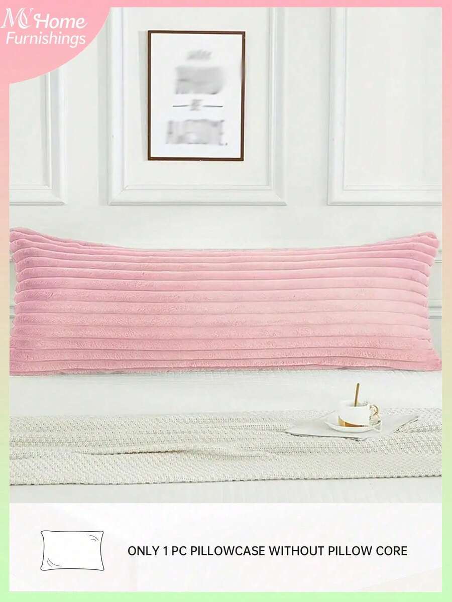 1 vỏ gối nhung hồng, vỏ gối ôm dài hai mặt, chất liệu flannel truyền thống siêu mềm, thích hợp cho phòng ngủ, ký túc xá, ghế sofa, mọi mùa, có thể giặt máy, không kèm ruột gối. - Hồng - Xem 1