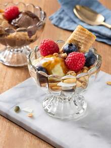 4pcs Glass Dessert Bowl - 5 Oz Mini Glass Ice Cream Cup With Base, Tulip Ice Cream Cup With Base, Small Vintage Glass Parfait Cup, Suitable For Desserts, Sundaes, Fruits, Puddings, Ice Cream, Salads, Cocktails, Condiments, English Fruitcake - Transparent - View 2