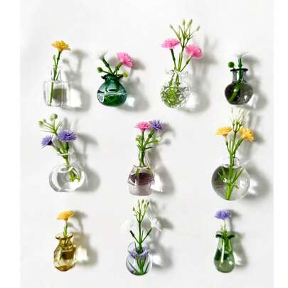 1pc/6pcs Handmade Mini Vase Fridge Magnets, Mini Vase Decor, Suitable For Kitchen, Office, Whiteboard, Storage Cabinet And Dishwasher, Kitchen And Home Decor, Party Gifts, Decorate Refrigerator, Ideal For Birthday, Graduation Gifts, Desktop Decor, Home Decor, Mother's Day Gifts