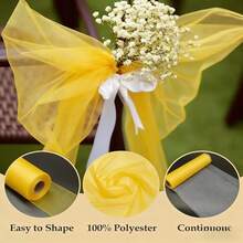 1pc 30m Long Yellow Wedding Backdrop Curtain. Soft Mesh Fabric Suitable For DIY Decoration In Various Scenarios - Perfect For Chair Sashes, Wedding Car Ribbons, Christmas Tree Decorations, Arch Decor, Stage Setting, Living Room Decor, Ceiling Decor, Table Runners, Home Room Decor - View 13
