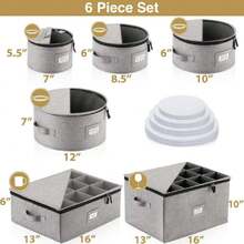 6-Piece Hard Shell Porcelain Storage Containers For Cups, Mugs, Wine Glasses, And Plates - Heavy Duty Tableware Storage, 44601579 - 淡紫色 - 查看 2