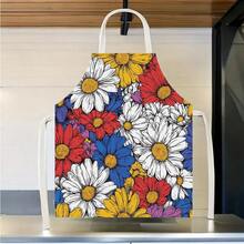 1pc Beautiful Floral Pattern Kitchen Apron, Suitable For Kitchen, Living Room, Dining Room, Hotel, Outdoor BBQ And Other Scenarios, Made Of 100% Polyester, Machine Washable - Multicolor - View 5