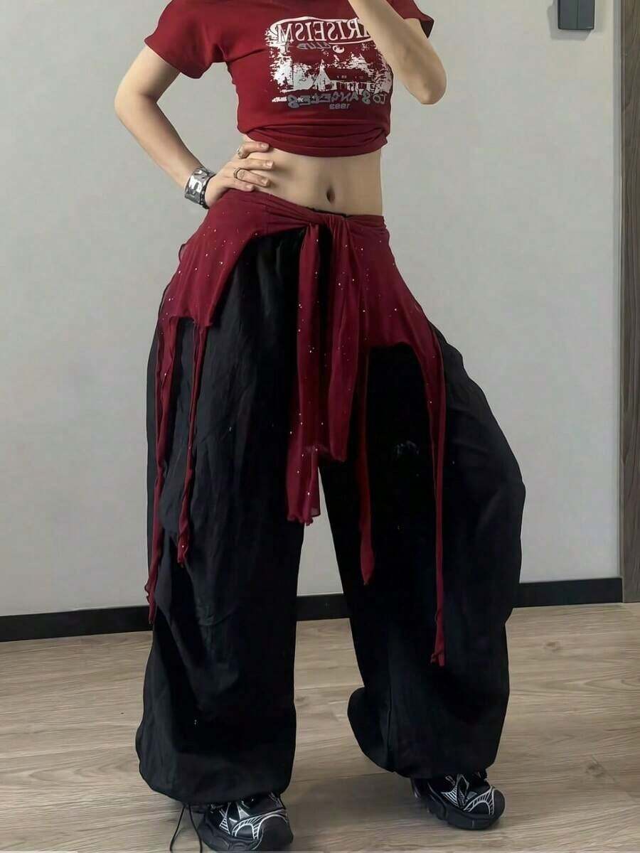 1pc Shiny Jazz Dance New Sexy Sequin Flowy Top, Belly Dance Chiffon Shawl Shoulder Sleeve Shawl, Hip Scarf, Waist Scarf, Skirt, Suitable For Stage Performance, Nightclub, Disco, Festival, Party, Banquet - 彩色 - 查看 1