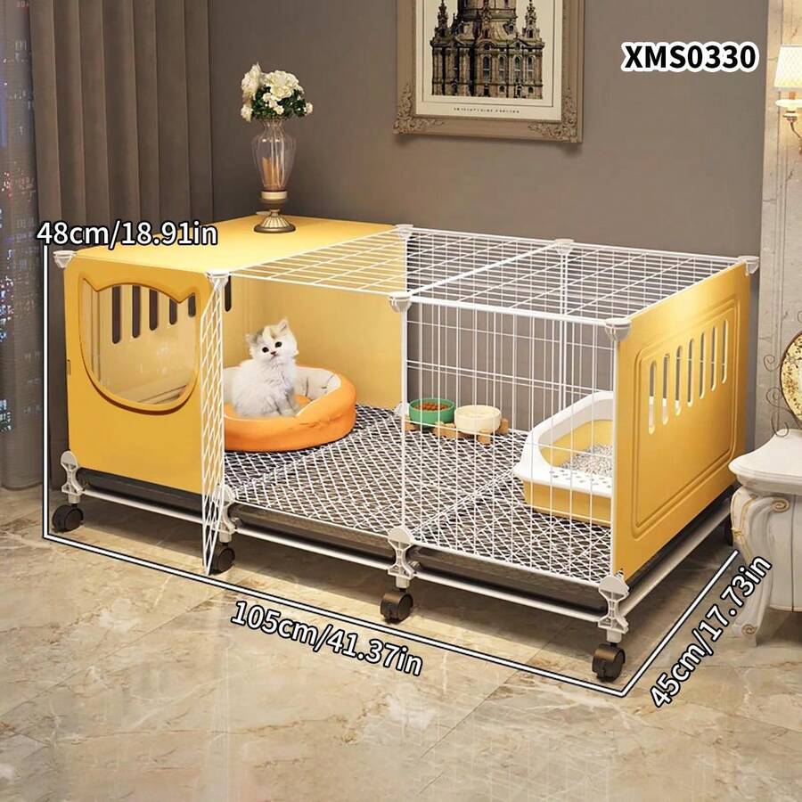 Movable Cat Cage For Indoor Home Use, Suitable For 1 Bedroom 1 Living Room 1 Bathroom, Cat House, Dog Cage, Space-Saving - Multicolor - View 1