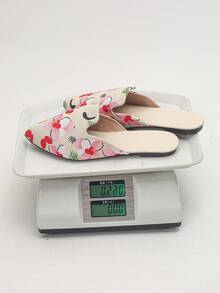 大码 35-45 女式尖头黑色套脚鞋，新款秋季户外日常乐福鞋，软底休闲套脚鞋，百搭单脚鞋，可搭配连衣裙，多种颜色可选 - 米白底-粉紅扶桑花 - 查看 10