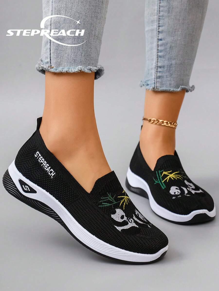 STEPREACH 新款女士休闲运动鞋，刺绣运动鞋，舒适轻便防滑透气平底鞋