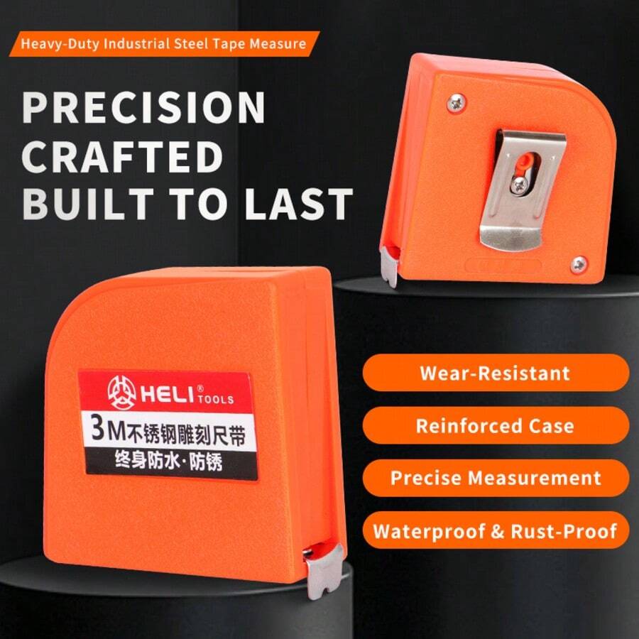 3 Meters/10ft Stainless Steel Retractable Tape Measure, Waterproof And Rust-Proof, Precise Ruler For Home Use, Stone Material, High Accuracy - Stainless Steel Ruler - View 1