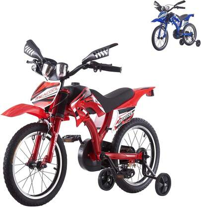 AYAYM 16"/18"/20" Kids Bike Boys & Girls Kids Bicycle Motocross Motorcycle Bike Simulated Motorbike Sound With Removable Stabilisers Wheels For Ages 3-9 Years Old
