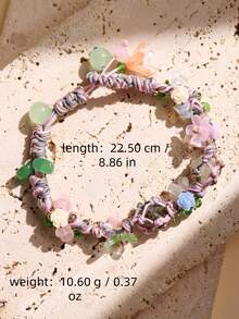 1 chiếc vòng tay nữ thủ công dệt từ đá tự nhiên và hoa, trang sức thời trang thường ngày và dự tiệc. - Nhiều màu - Xem 8