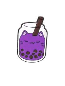 1/7 pièces Broche mignonne de chat et de thé au lait, chacune avec une saveur et une expression uniques, schéma de couleurs de macaron frais, doux et cool, un accessoire étincelant pour votre tenue - Multicolore - Voir 12
