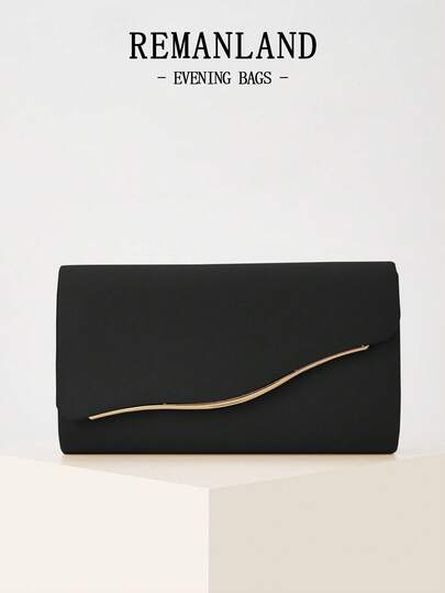 REMANLAND Tas Clutch Wanita Baru Berwarna Solid Bahan Corduroy Mewah, Tas Pesta Malam Modis dengan Penutup, Desain Dompet Sempurna dengan Slot Kartu Tersembunyi dan Tali Rantai Logam yang Dapat Dilepas, Cocok untuk Pesta, Perjamuan, Pertemuan, Pernikahan, dan Acara Lainnya, Pilihan Hadiah yang Ideal.