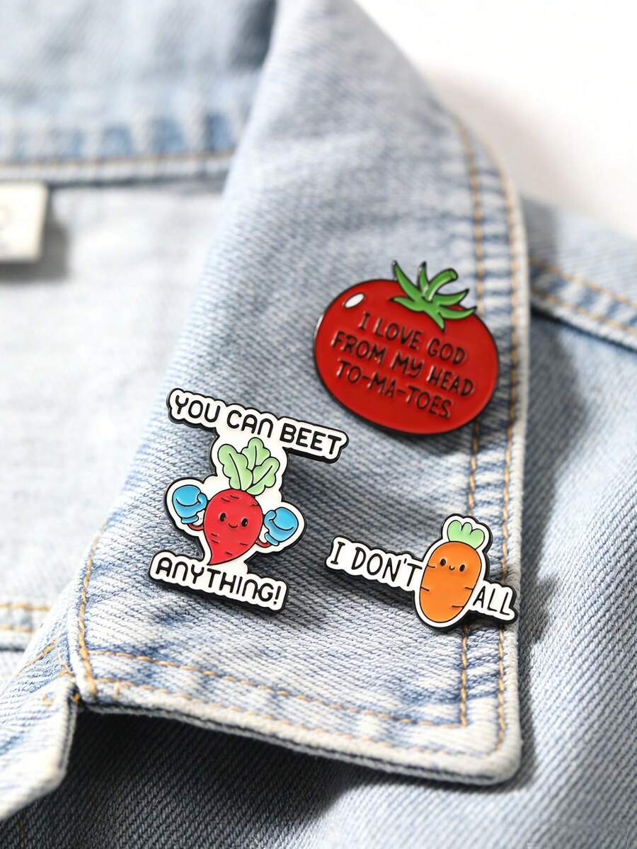 Bộ 1 Ghim cài áo tráng men - Hình cà chua, củ dền, cà rốt ngộ nghĩnh, ghim cài áo thời trang, huy hiệu cài áo, ghim cài túi xách, quà tặng tốt nghiệp không thể thiếu. - Nhiều màu - Xem 1