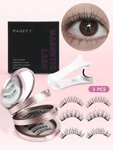MAANGE Bộ 3 cặp mi giả xoăn từ tính dành cho Ngày của Mẹ, nhiều kiểu dáng, không cần keo, tự nhiên và có thể tái sử dụng, mi giả lông chồn 7-10mm phù hợp để đeo hàng ngày, chống thấm nước, kiểu hoạt hình giúp mắt trông dài và to hơn, mỏng và phù hợp để sử dụng hàng ngày, đồ dùng cần thiết khi đi du lịch, nghỉ mát biển, cắm trại. - Lông mi  mắt mèo - Xem 3