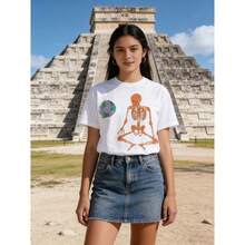 Playera Esqueleto Meditativo - Blanco - Ver 3