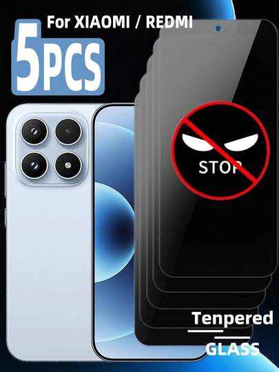 Bộ 5 miếng dán màn hình cường lực chống nhìn trộm, tương thích với , độ cứng cao, chống bám vân tay, không bọt khí, hỗ trợ mở khóa bằng vân tay, tương thích với ốp lưng, dễ dàng lắp đặt.