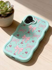 Ốp lưng điện thoại silicon mềm mại với viền họa tiết lượn sóng kiểu Macaron, bề mặt mờ, họa tiết chấm bi bất đối xứng sáng tạo, hình trái tim, hình nơ, tương thích với Moto G04/05/13/14/15/24/34/35, A12/A13/A14/A15/A16/A17/A04/A05/A06/A07/A51/A54/A55/A56/A34/A35A/36, S25/S25Plus/S25Ultra, A54 - Màu xanh Bạc hà - Xem 1