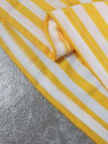 两件套夏季四季新款宽松休闲提花条纹圆领短袖上衣搭配抽绳流苏短裤套装，休闲时尚，适合户外运动，多种场合皆宜。 - 黃色 - 查看 9