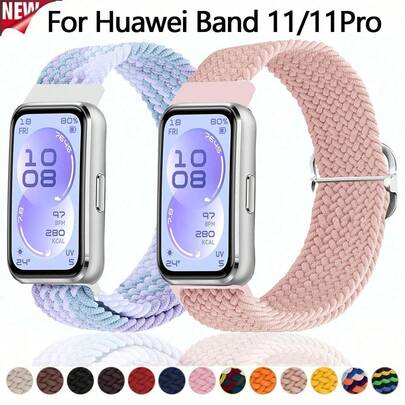 Compatível com Huawei Band 11/11 Pro, pulseira ajustável com fivela deslizante, em tecido trançado, elegante, durável e confortável, perfeita para uso diário e exercícios. Material de alta qualidade, resistente ao suor, fivela segura e de longa duração, fácil de ajustar para homens e mulheres.