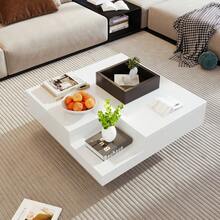 Mesa de centro moderna / Mesa de centro gris hormigón / Mesa rectangular para salón con almacenamiento / Robusta y duradera / Adecuada para salones y oficinas, 72 x 72 x 30 cm - Blanco - Ver 5