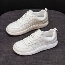 Zapatillas de cuero blancas huecas de moda - Ligeras, antideslizantes, zapatos casuales adecuados para el estilo callejero y el paseo diario - Blanco - Ver 9