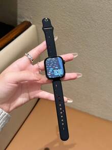Delicate Hollow Star Breathable Silicone Band, Universal 38mm 40mm 41mm 42mm 44mm 45mm 49mm, (One-Second Quick Release), Compatible With Series 1/2/3/4/5/6/7/8/9/10/SE/Ultra, Sports & Casual, Excellent Gift Choice, Watch Accessory - Black - View 6