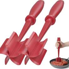 Meat Chopper, Upgrade Hamburger Smasher, Premium Heat Resistant Meat Masher For Ground Beef, Ground Turkey And More, Non Stick Mix Grinder-Red - Red - View 1