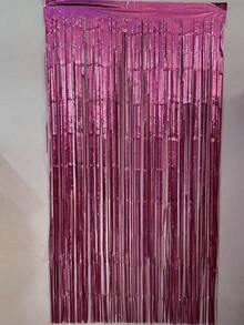 2pcs Silver Foil Fringe Curtains, Shiny Metallic Pink Background, Suitable For Decorating Birthday, Wedding, Party, 70s, 80s, 90s Disco Theme, Bachelorette Party, Rainbow Party, Winter Christmas Decor - Hồng - Xem 3